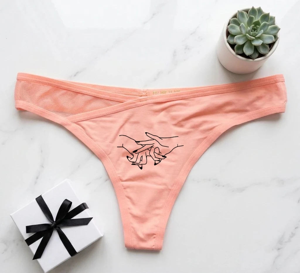 Finger cross printed white lease panty