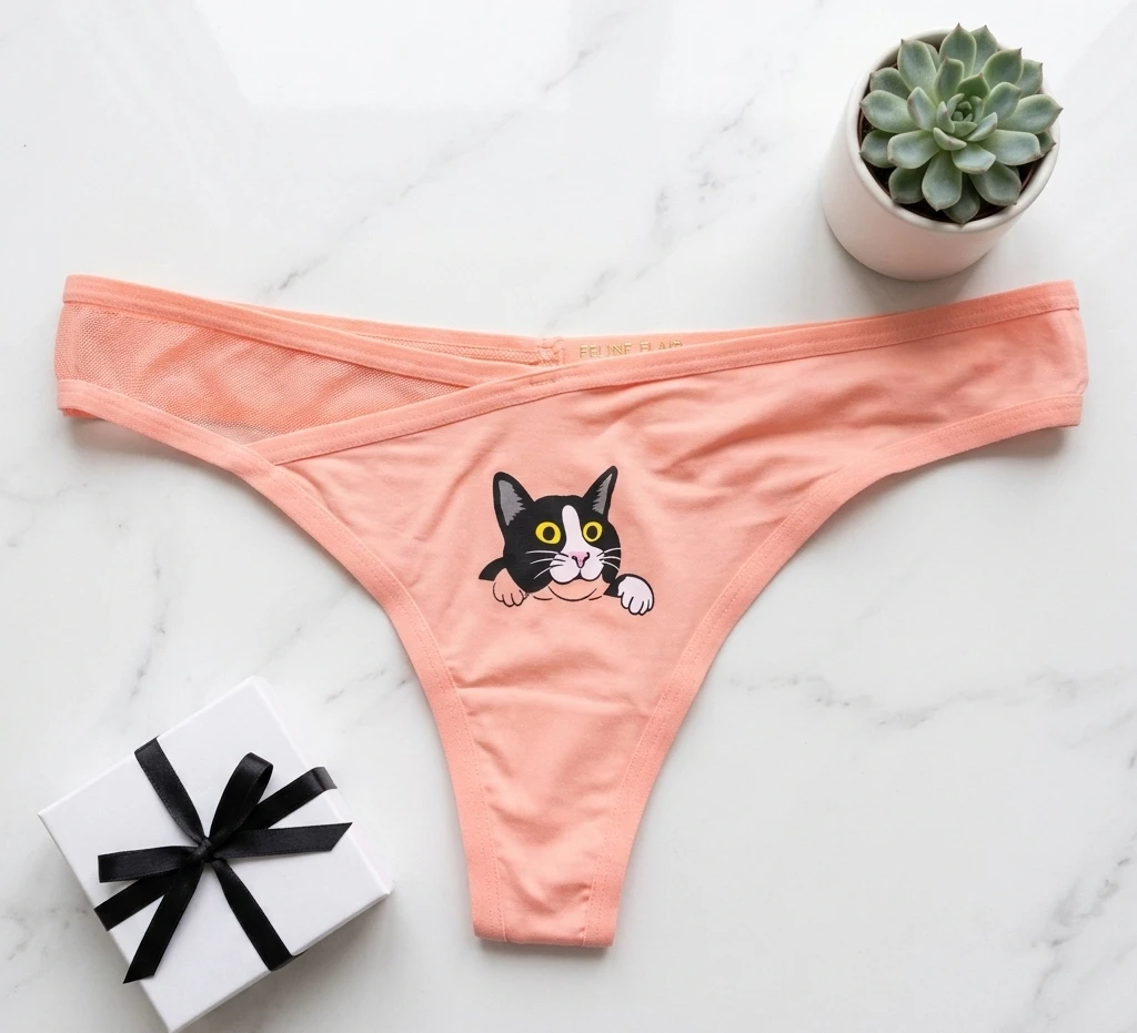 Cat Printed Thong