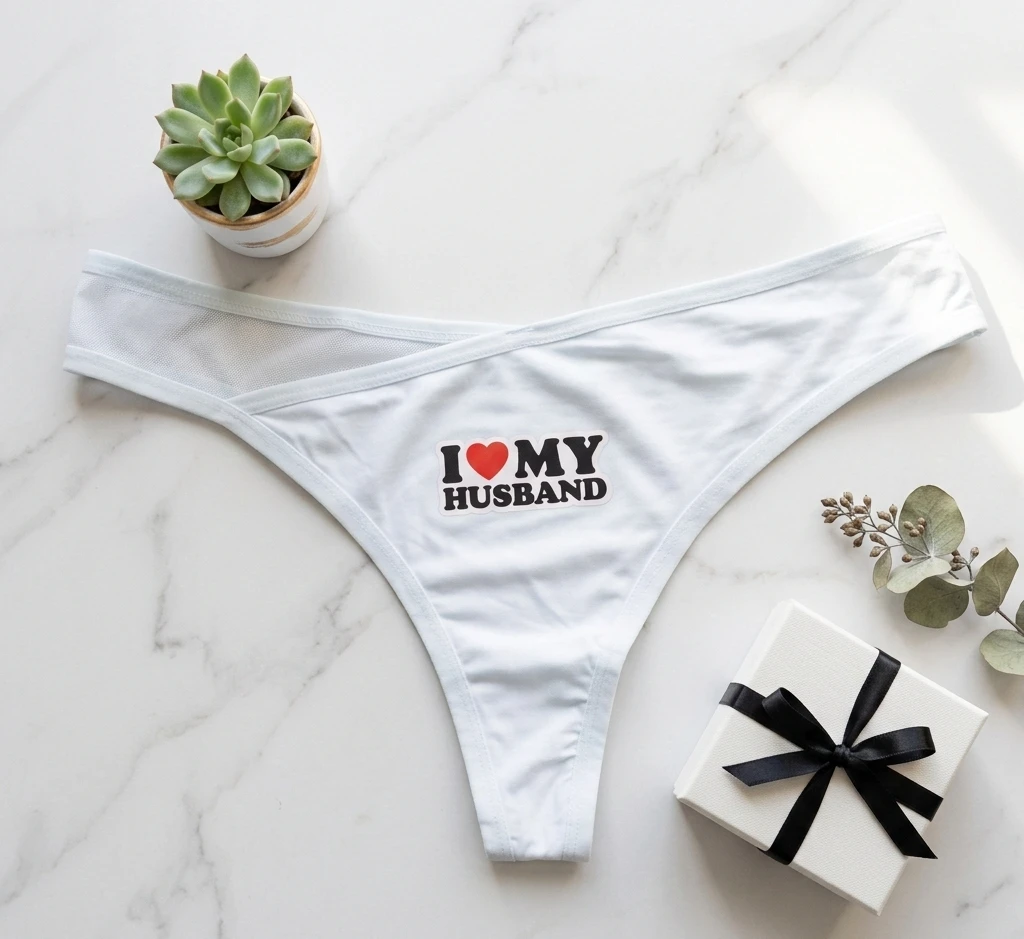 I Love My Husband Printed Thong