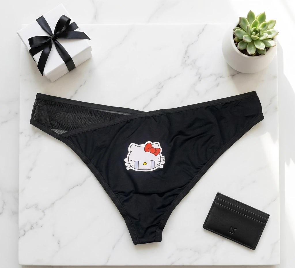 Kitty Crying Printed Thong