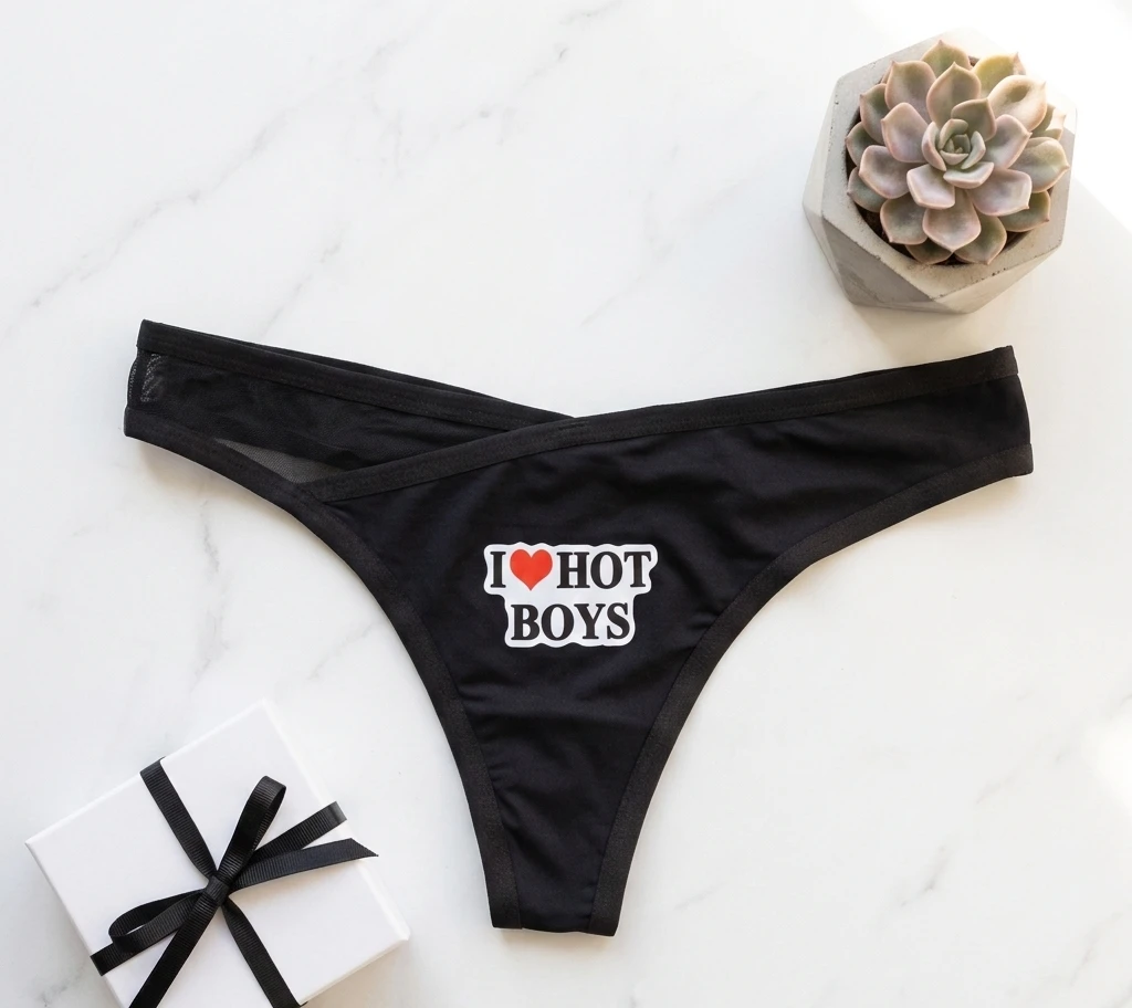 I Love Hot Boy's Printed Thong