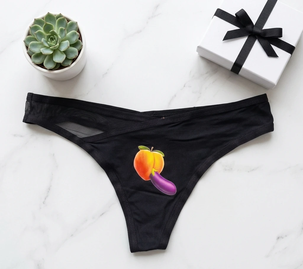 Eggplant Fuck Printed Thong