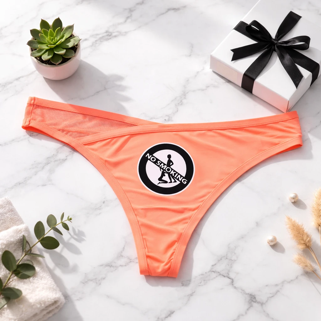 No Smoking Printed Thong