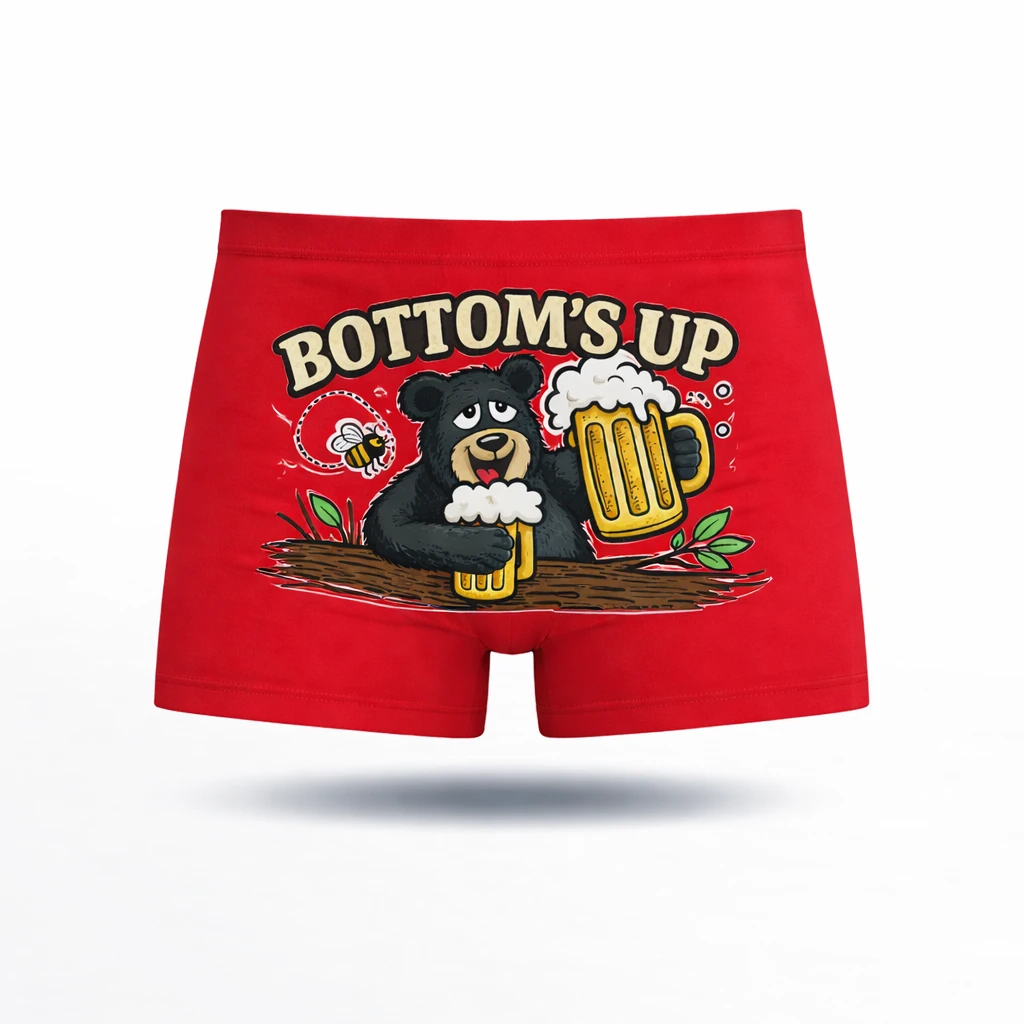 Bottom’s Up Funny Bear Beer Men’s Boxer Briefs