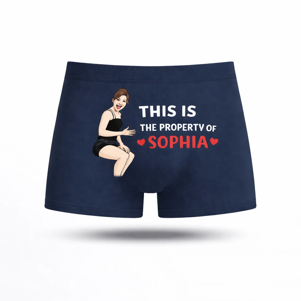 Property of Sophia Funny Couple Boxer Briefs (Navy Blue Edition)